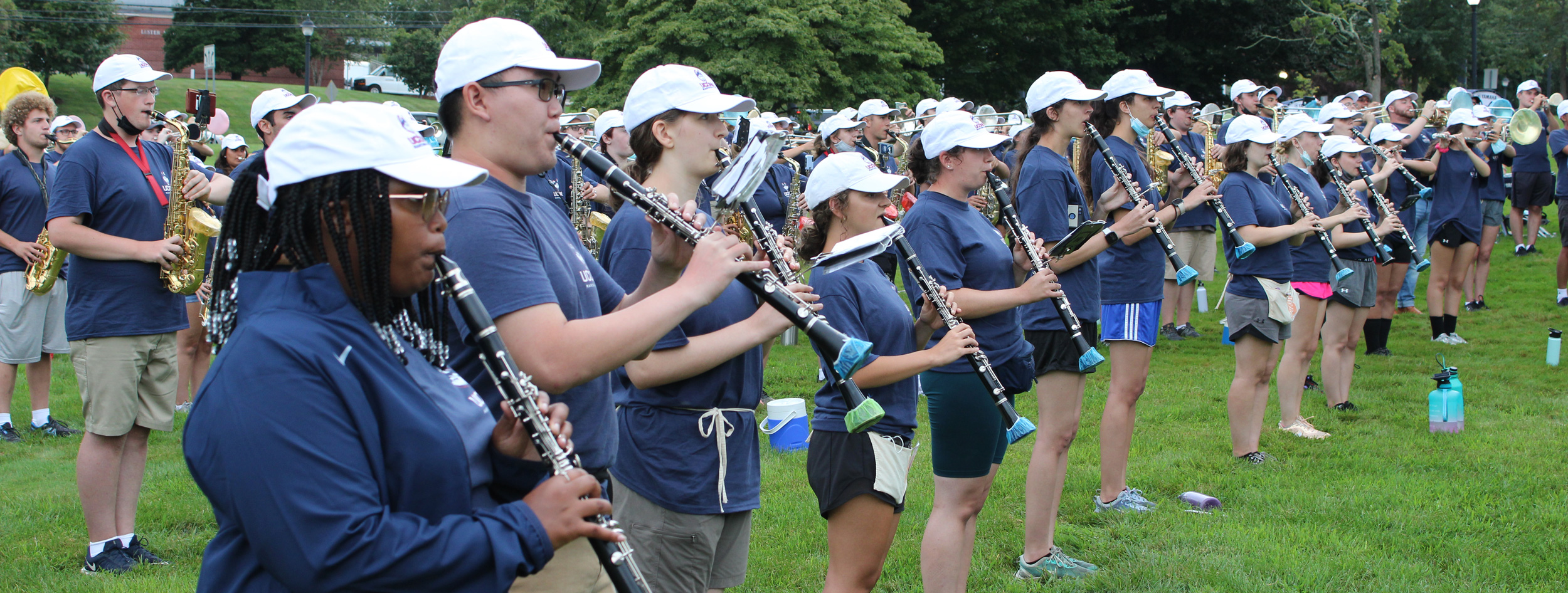 Clarinet sections practices during the summer on the lawn